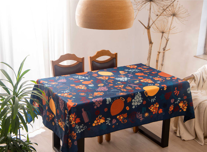 Qvevrebi (blue) - Tablecloth