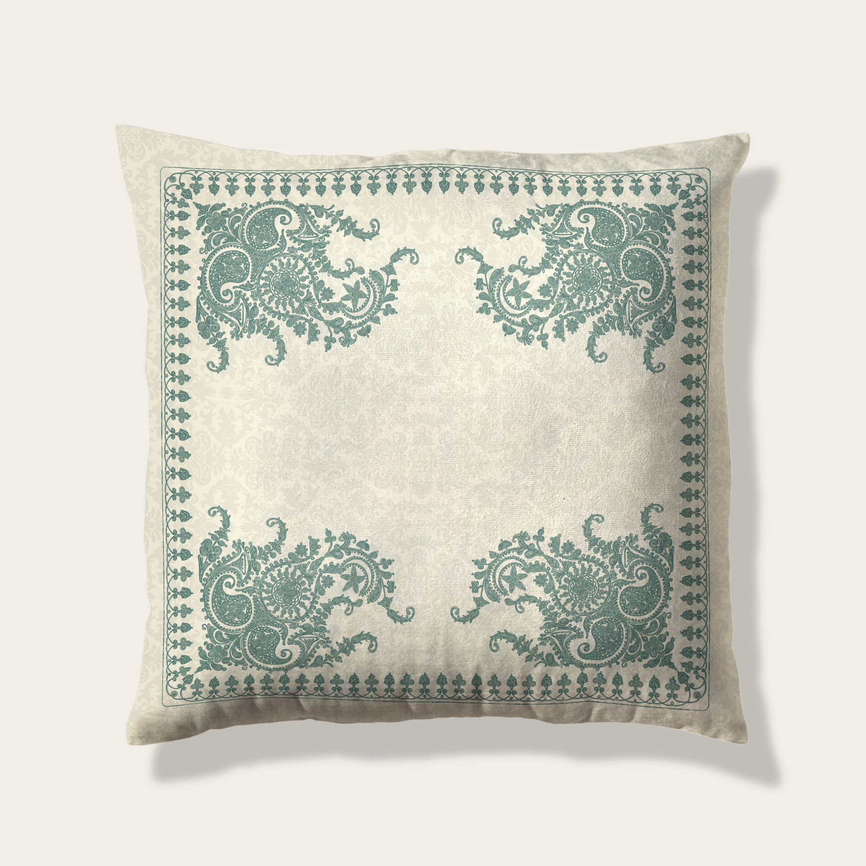 Velvet Decorative Cushion cover -  Beige/Turquise