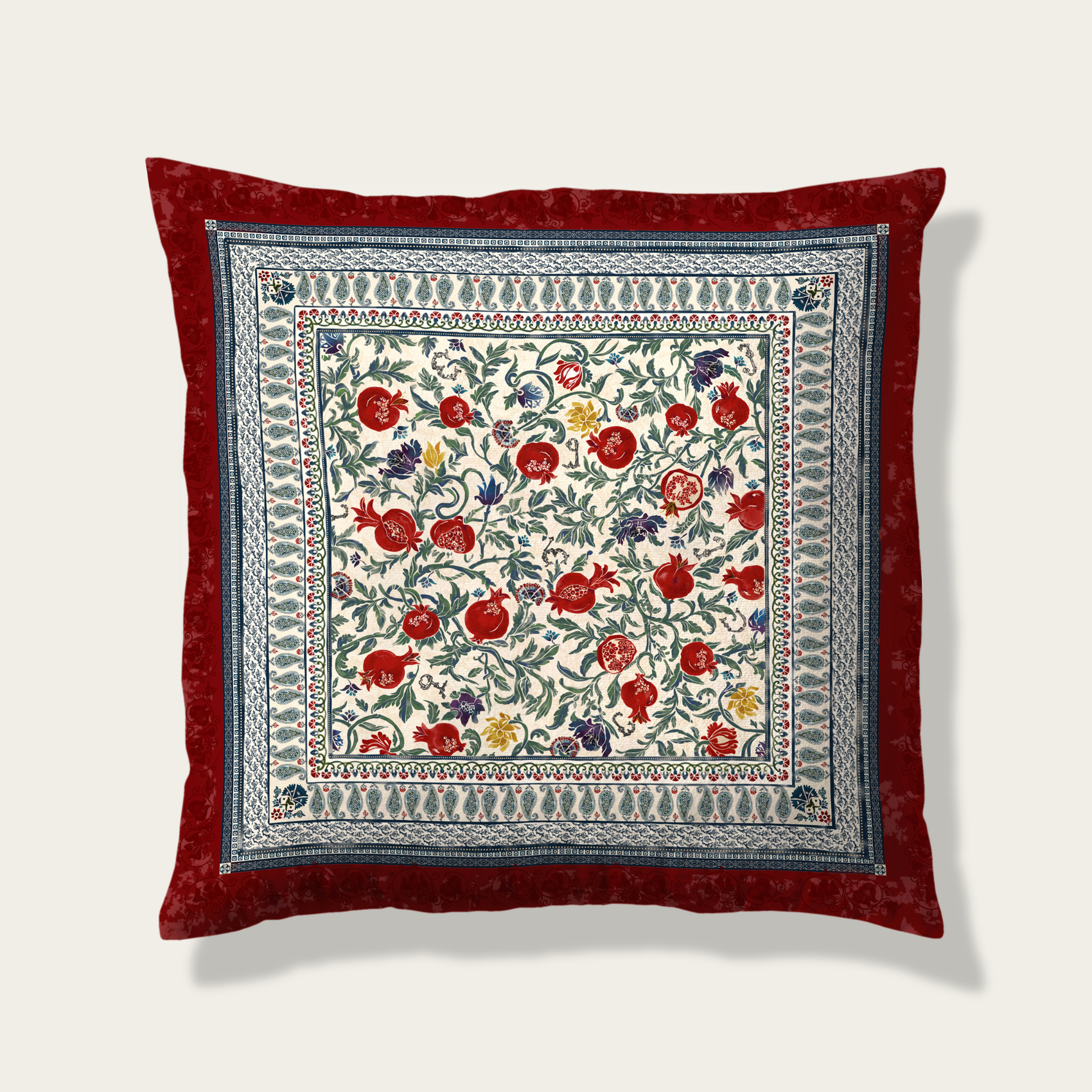 Velvet Decorative Cushion cover - Promegrenates & Paisleys
