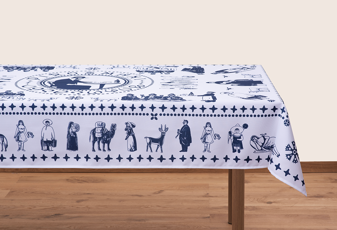 Tablecloth - Pirosmani - White - BlueTabla