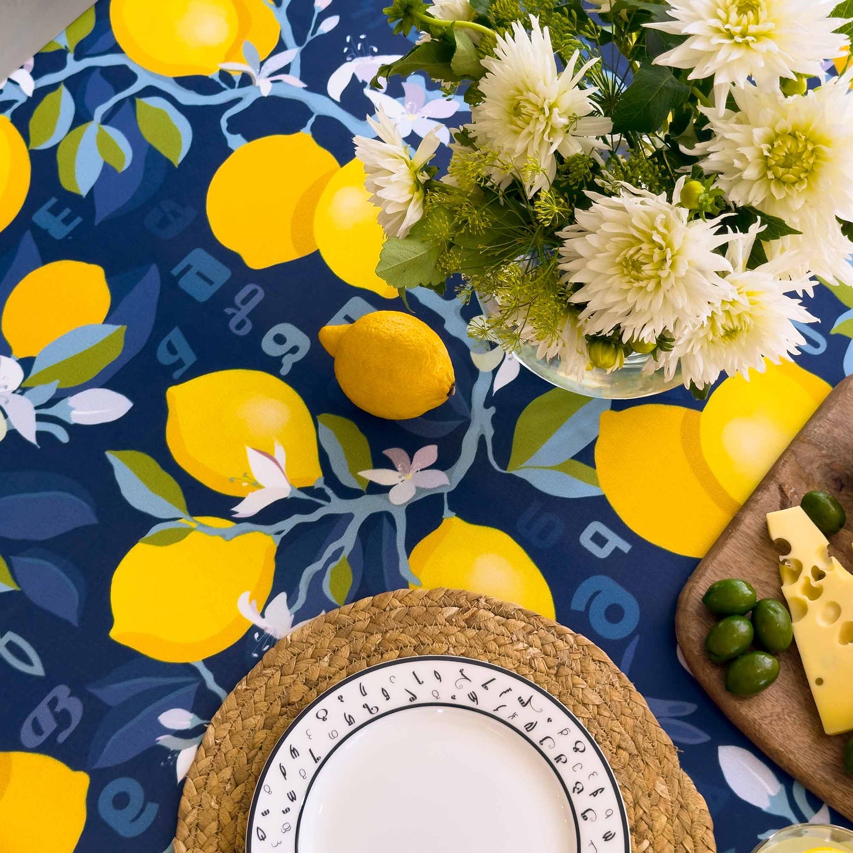 Tablecloth - Lemon - BlueTabla