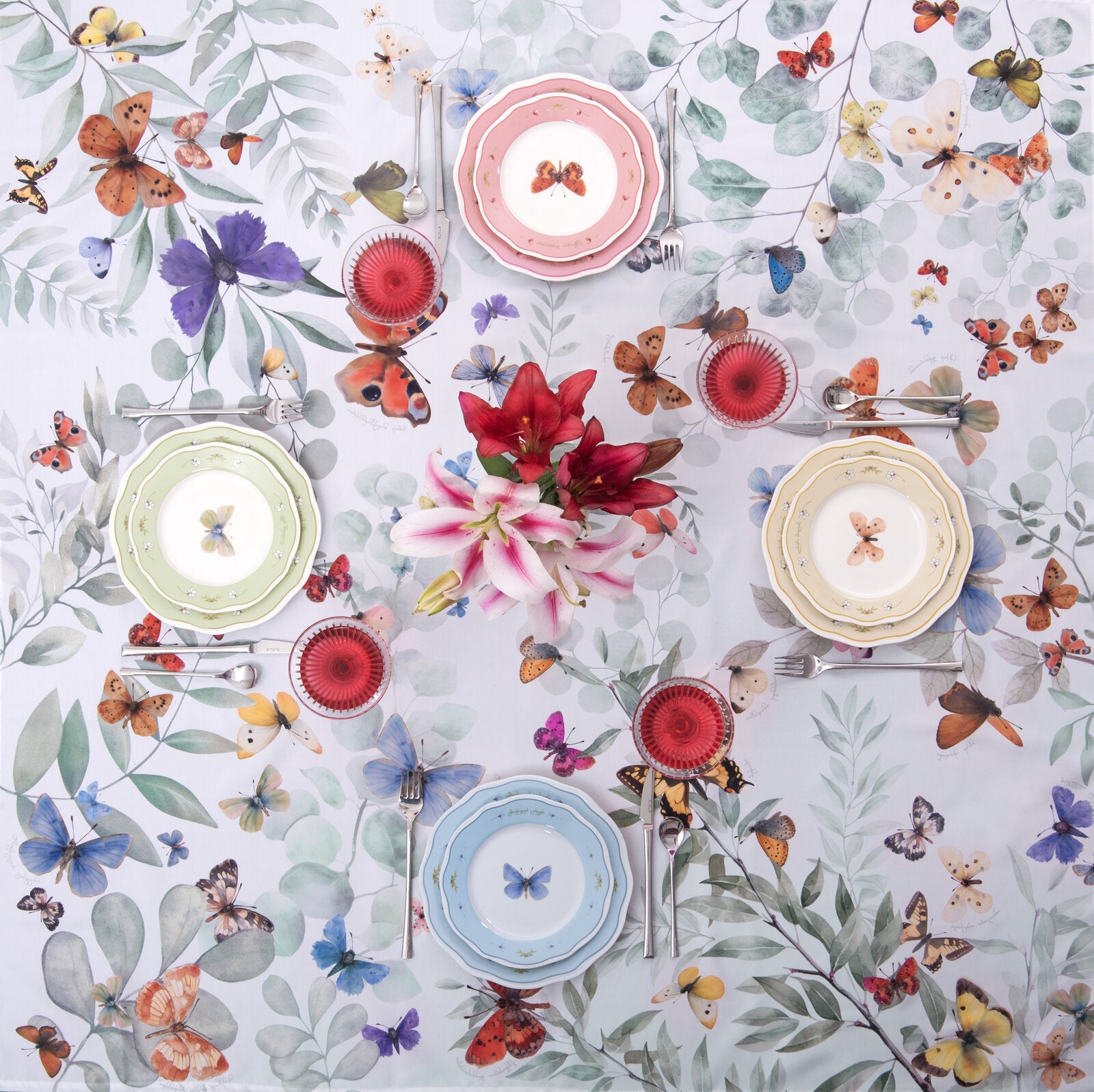 Tablecloth - Butterflies - Bluetabla