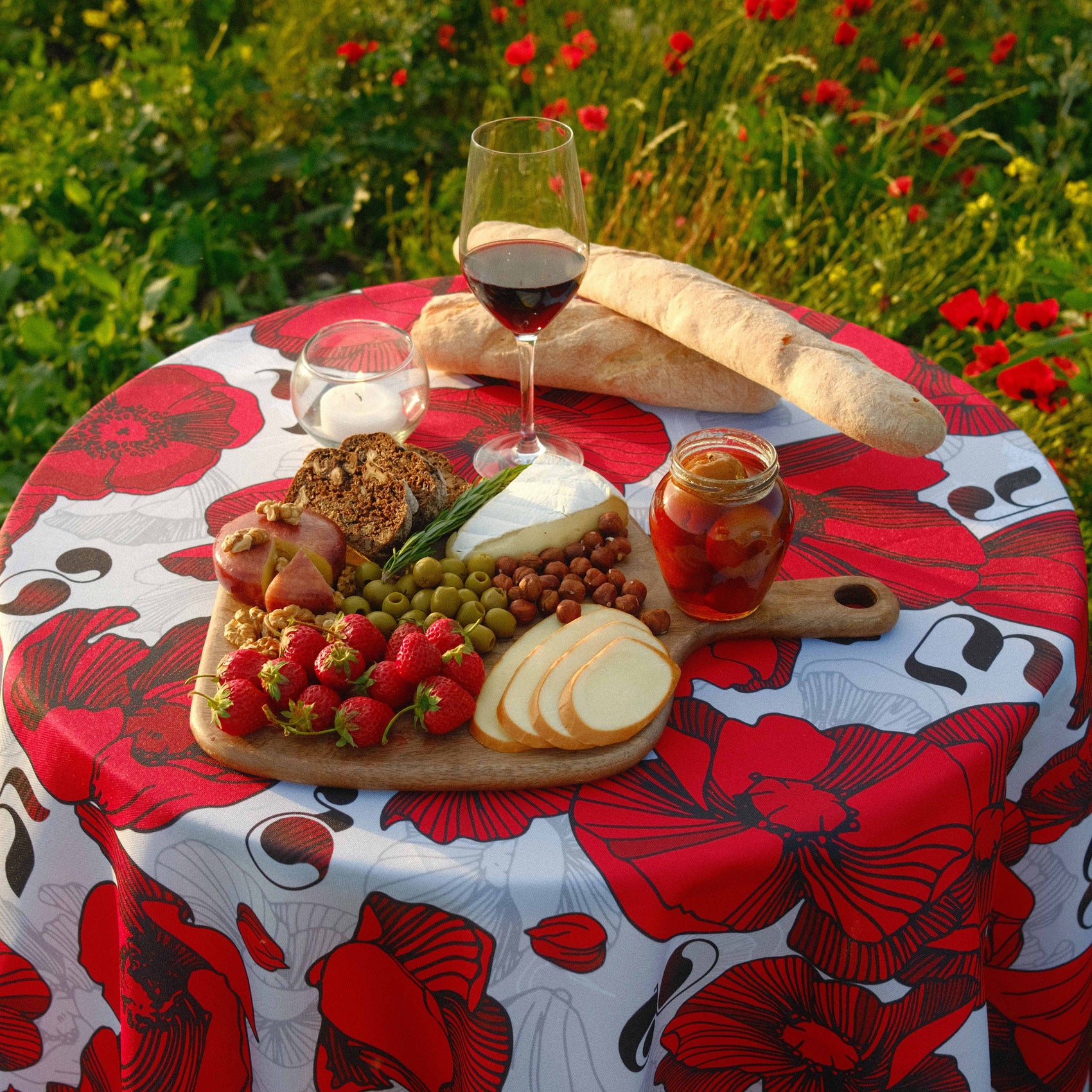 Tablecloth - Poppy - Light - BlueTabla