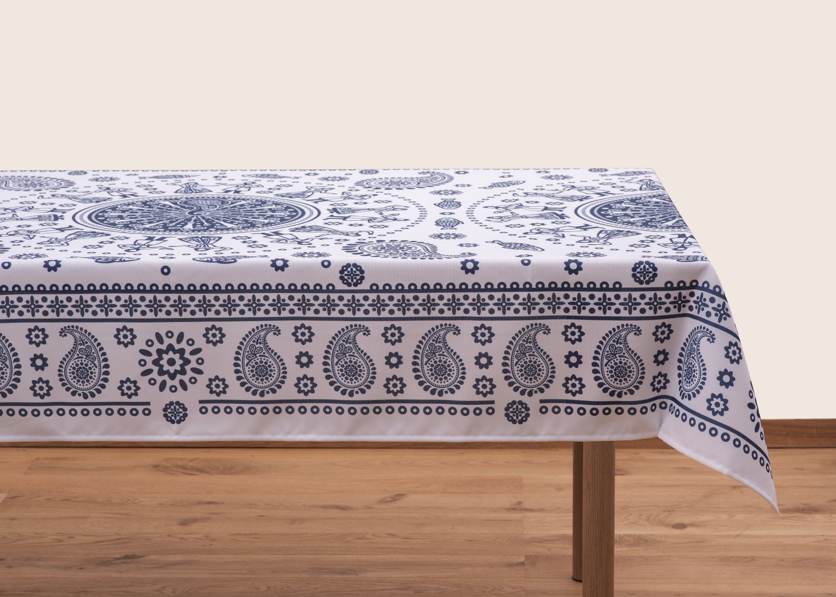 Tablecloth - Kala - White - BlueTabla