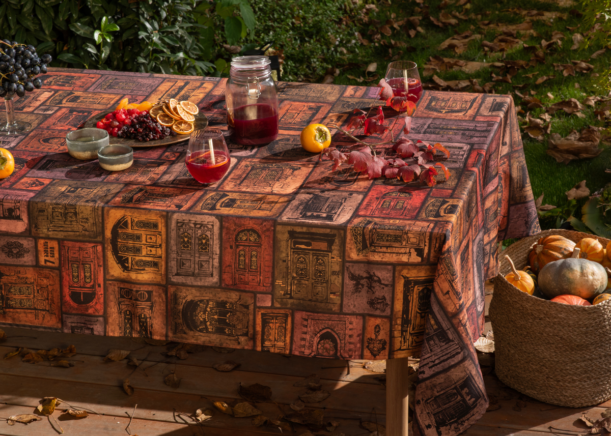 Tablecloth - Doors of Tbilisi - BlueTabla
