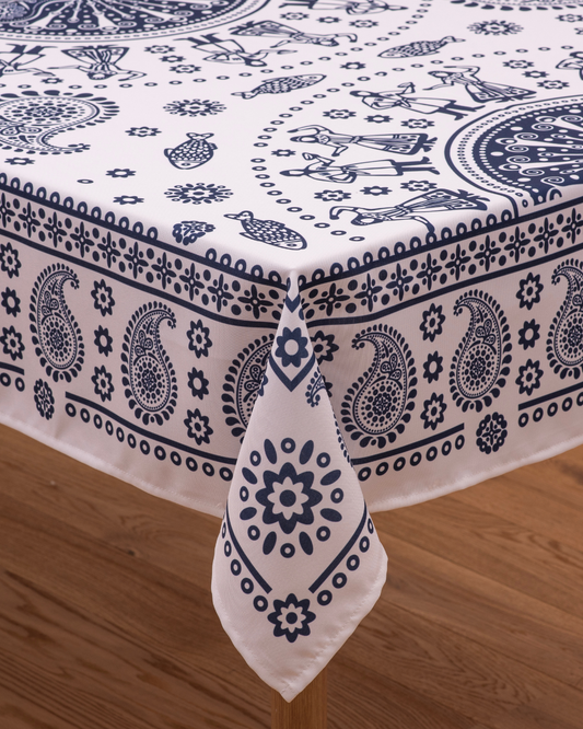 BlueTabla Tablecloth - Kala | White