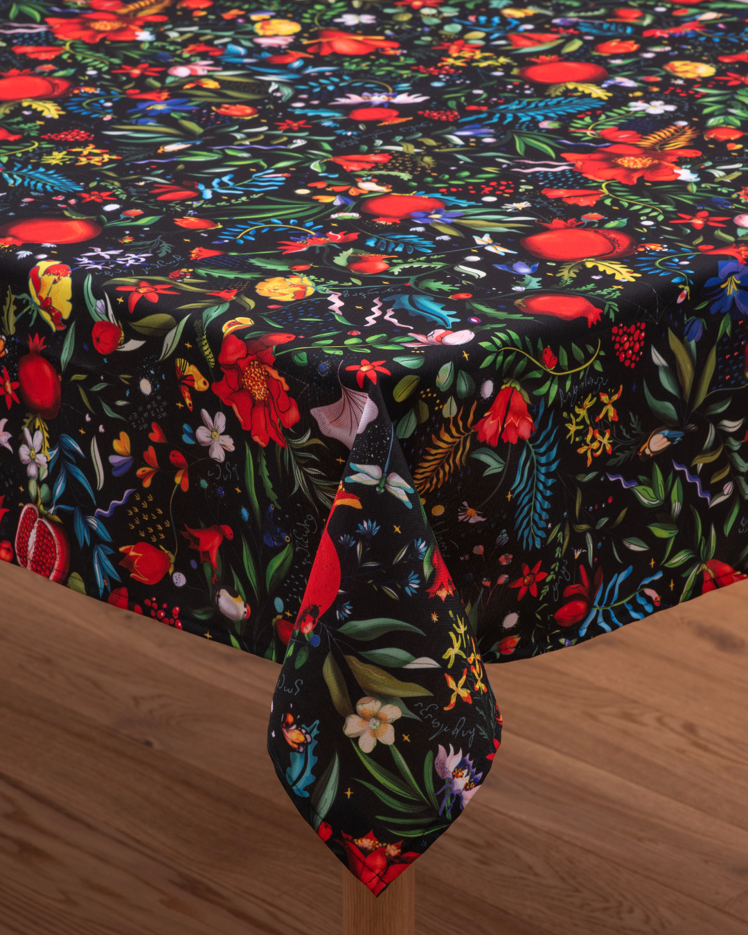 Tablecloth - Pomegranates & Georgian Flora - Dark - BlueTabla