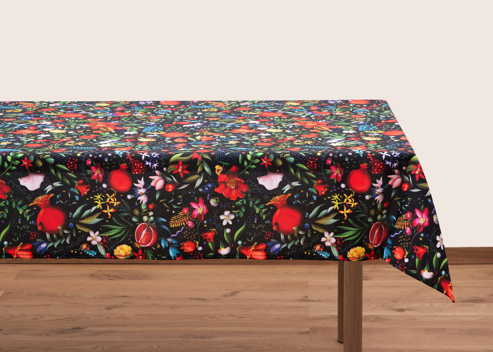 Tablecloth - Pomegranates & Georgian Flora - Dark - BlueTabla