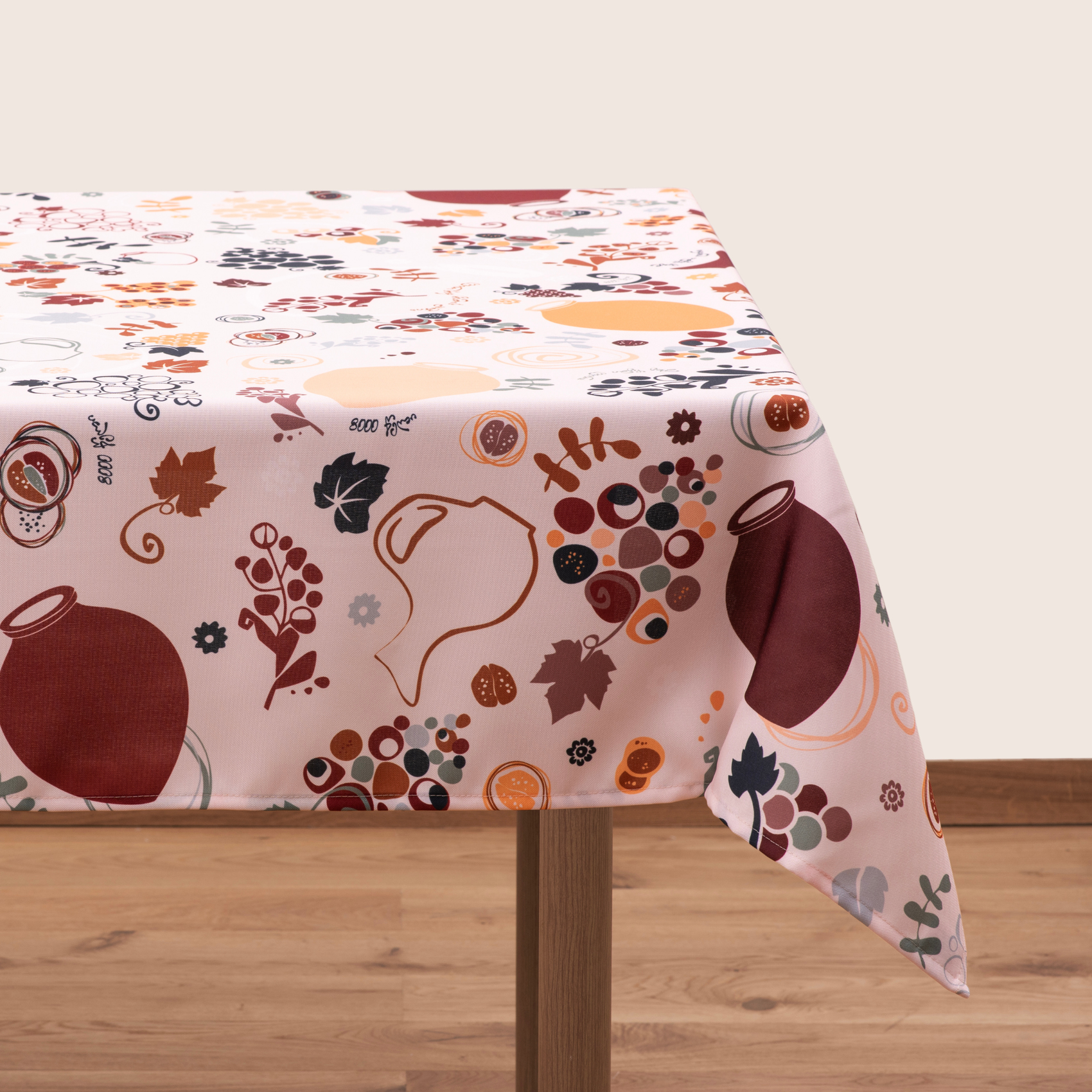 Tablecloth - Qvevri - White - BlueTabla