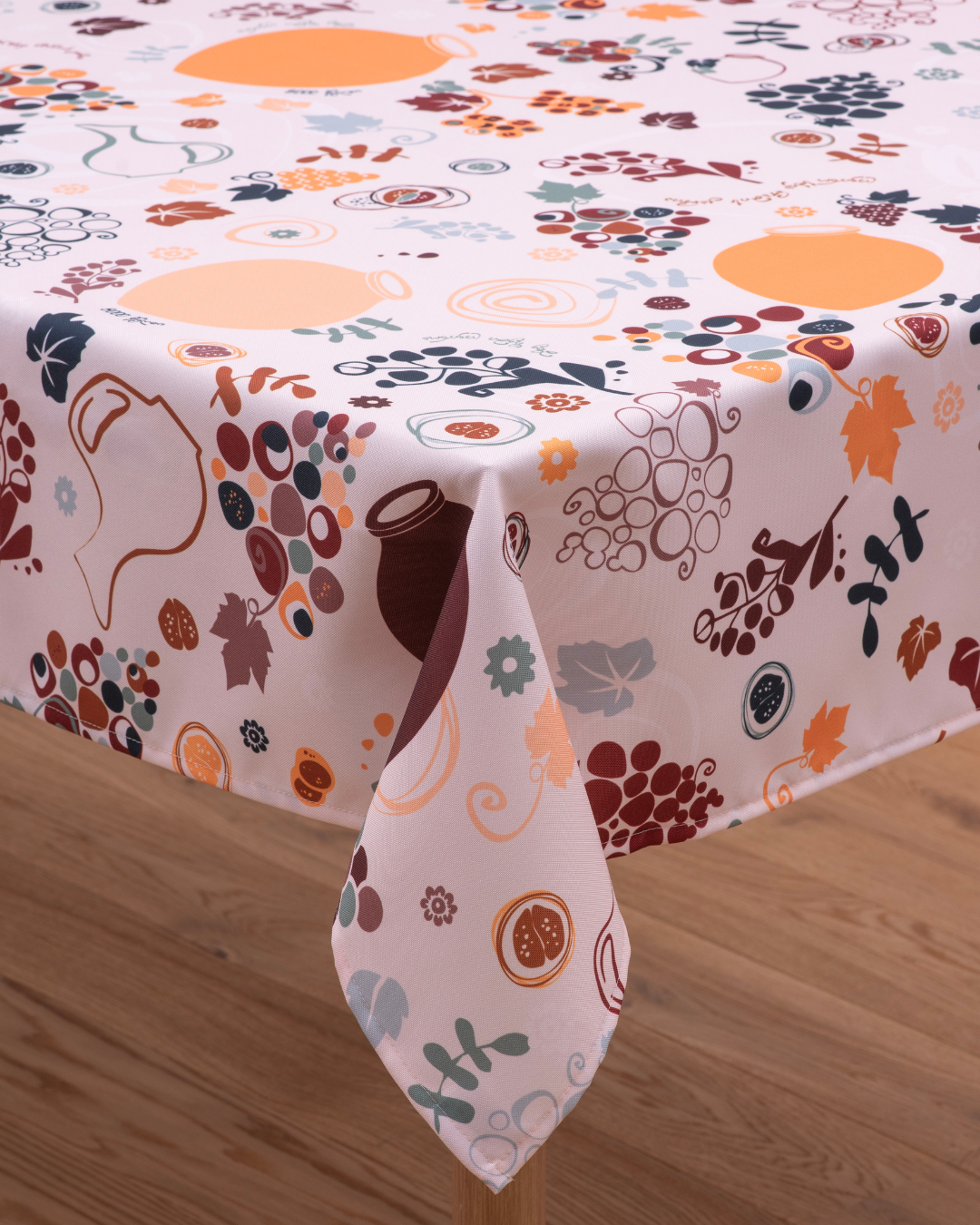 Tablecloth - Qvevri - White - BlueTabla