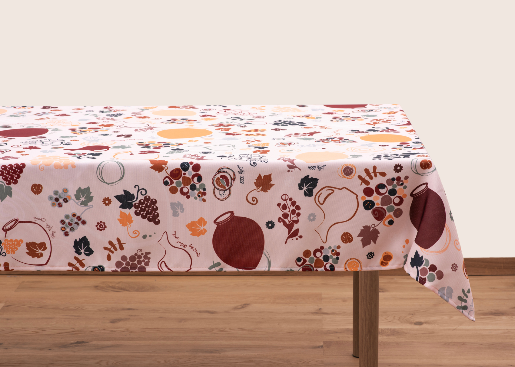 Tablecloth - Qvevri - White - BlueTabla