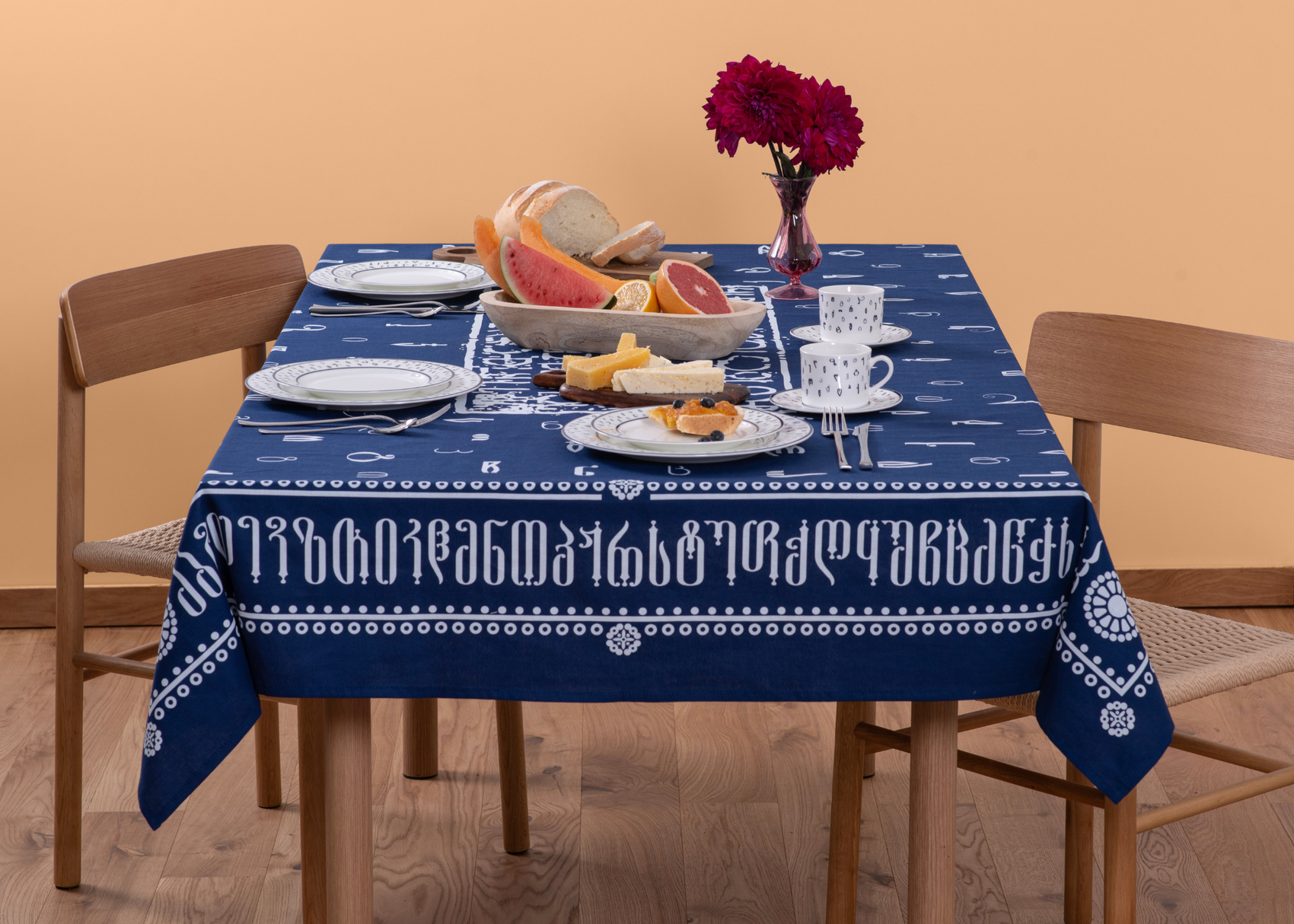 Tablecloth - Georgian Alphabet - Blue - BlueTabla