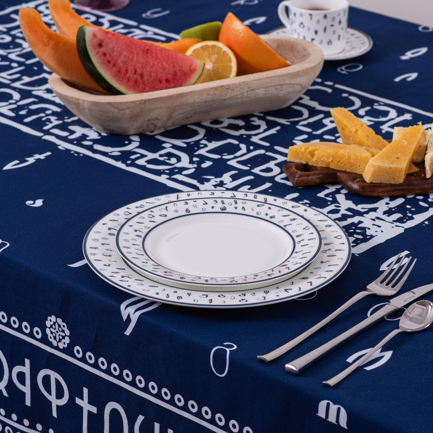Tablecloth - Georgian Alphabet - Blue - BlueTabla