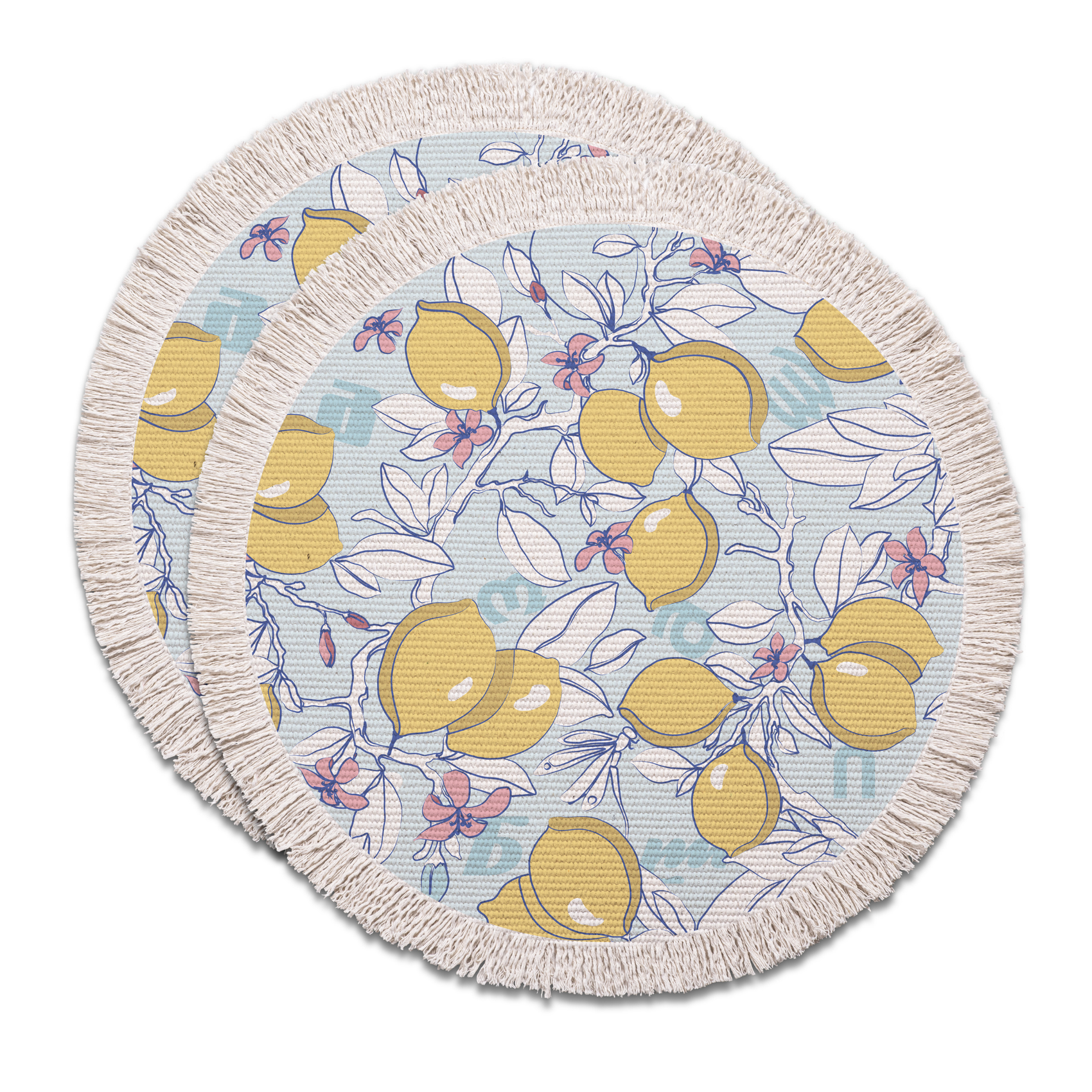 Placemats - Lemon - Blue - Round - BlueTabla