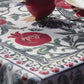 Tablecloth - Georgian Alphabet & Pomegranate - Red - BlueTabla