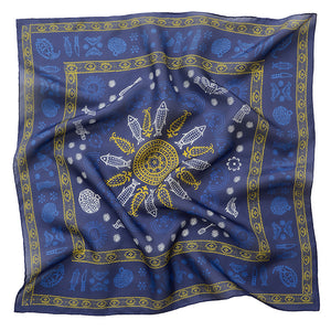 Silk scarf - Meidani - Blue/Gold