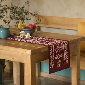 Kala (red) - Georgian Traditional Blue Tablecloth