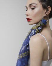 Load image into Gallery viewer, Silk scarf - Meidani - Blue/Gold