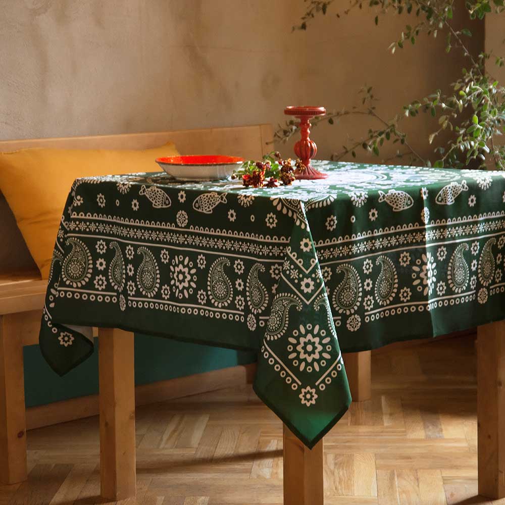 Tablecloth - Kala - Green - BlueTabla