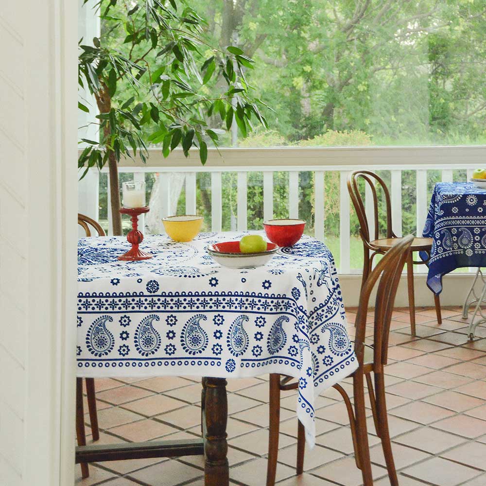 Tablecloth - Kala - White - BlueTabla